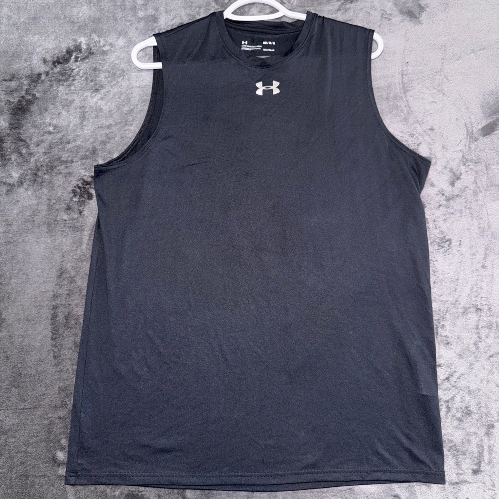 Under Armour Mens HeatGear Sleeveless Shirt Black Loose Fit Tank Top MD Medium
